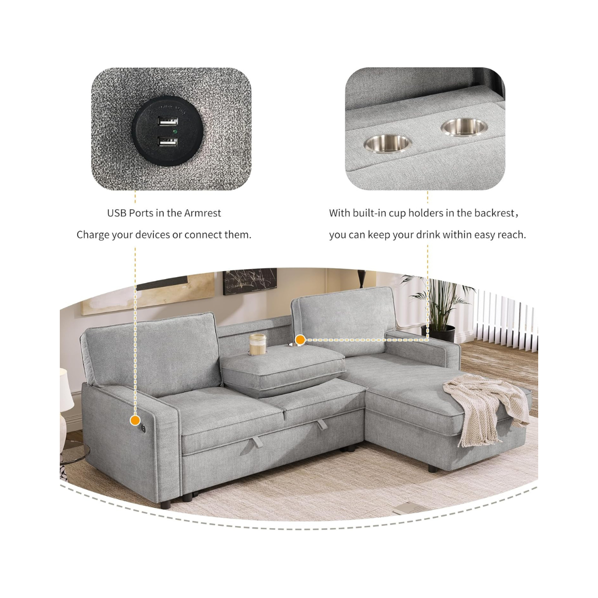 Convertible Sleeper Sofa Bed