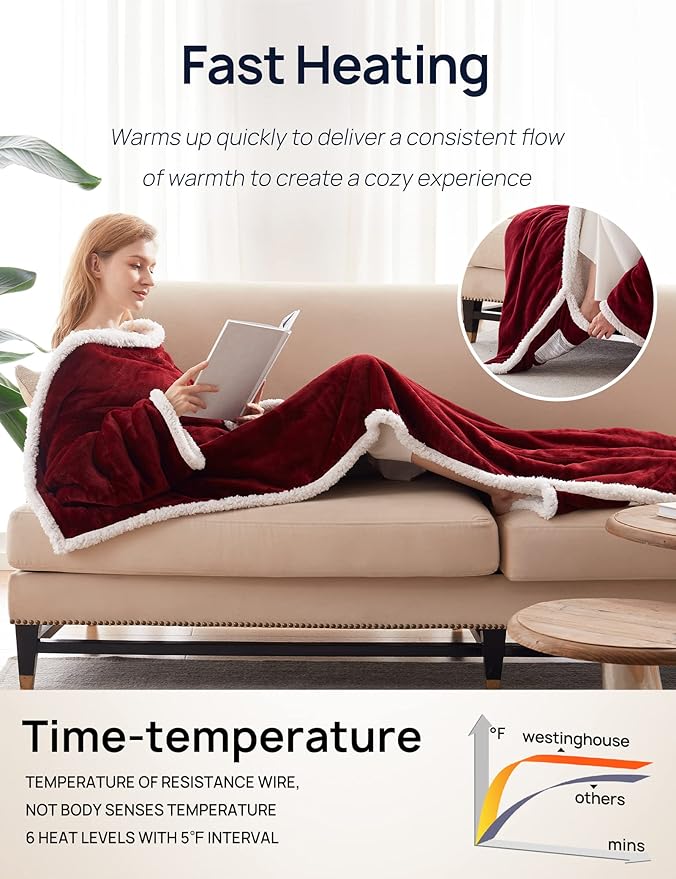 Electric Snuggle Throw Blankets with Foot Pocket