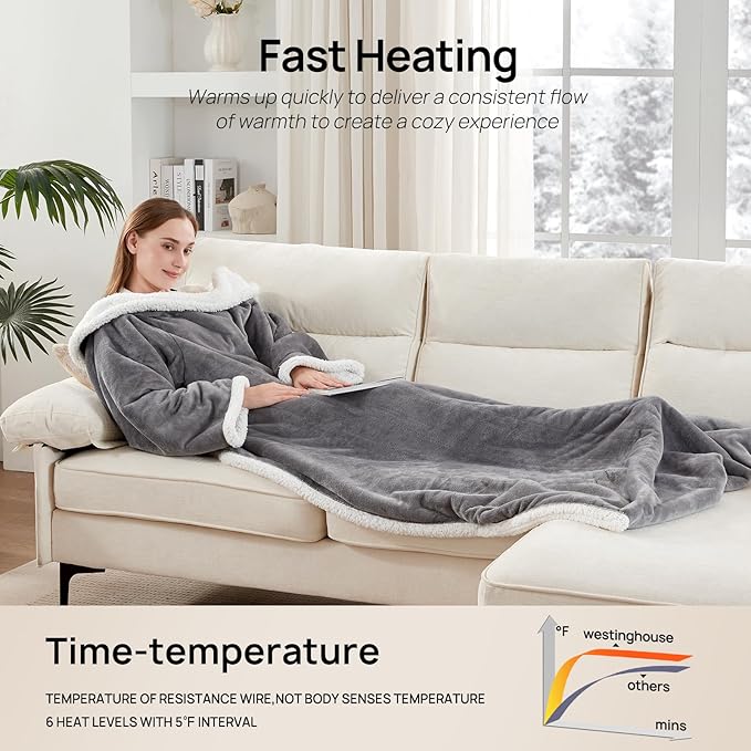 Electric Snuggle Throw Blankets with Foot Pocket