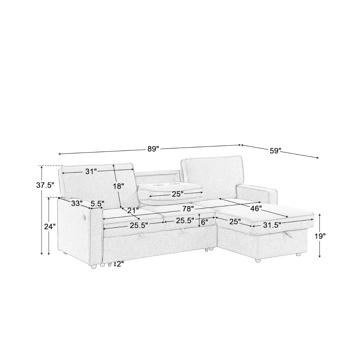 Convertible Sleeper Sofa Bed