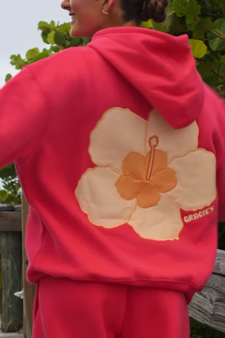 Coral Hibiscus Hoodie