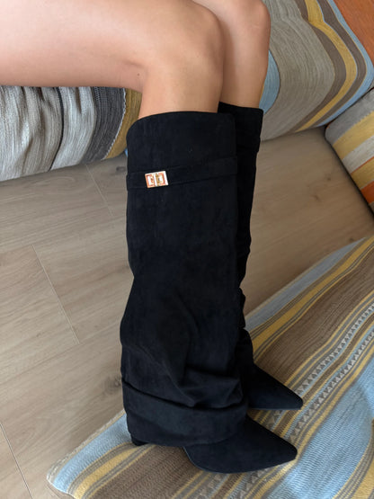 Suede Knee-High Boots