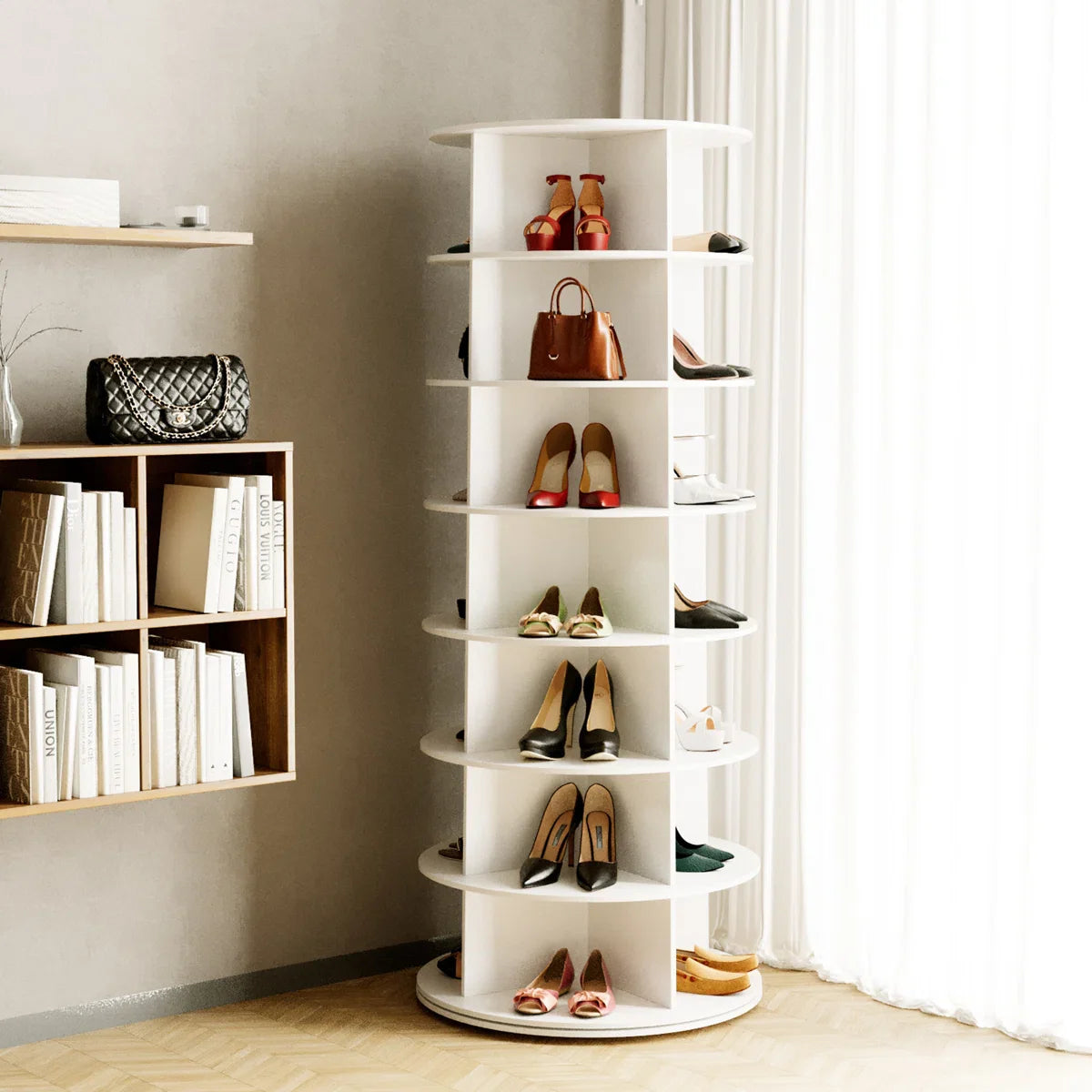 Rotating Shoe Rack Tower