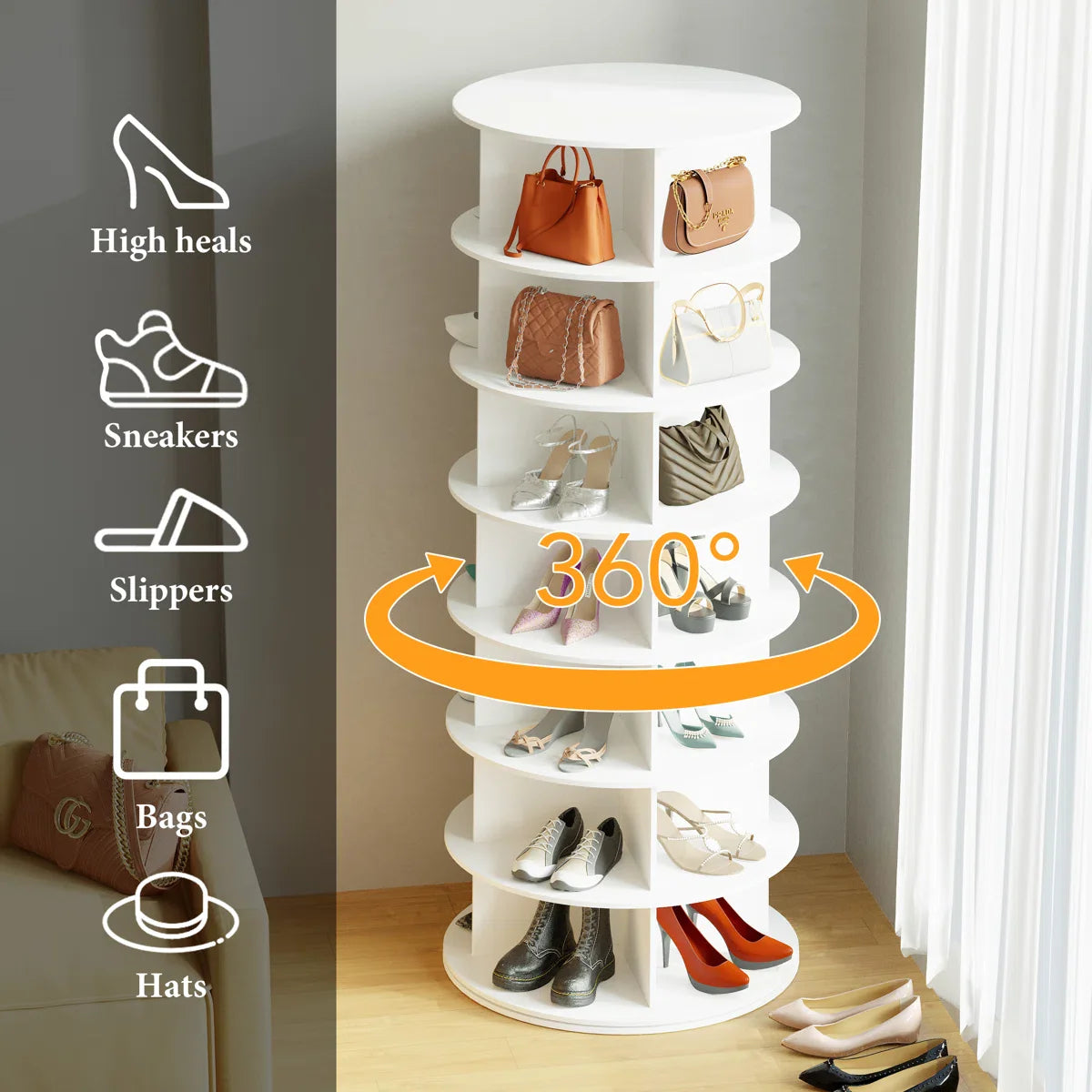 Rotating Shoe Rack Tower
