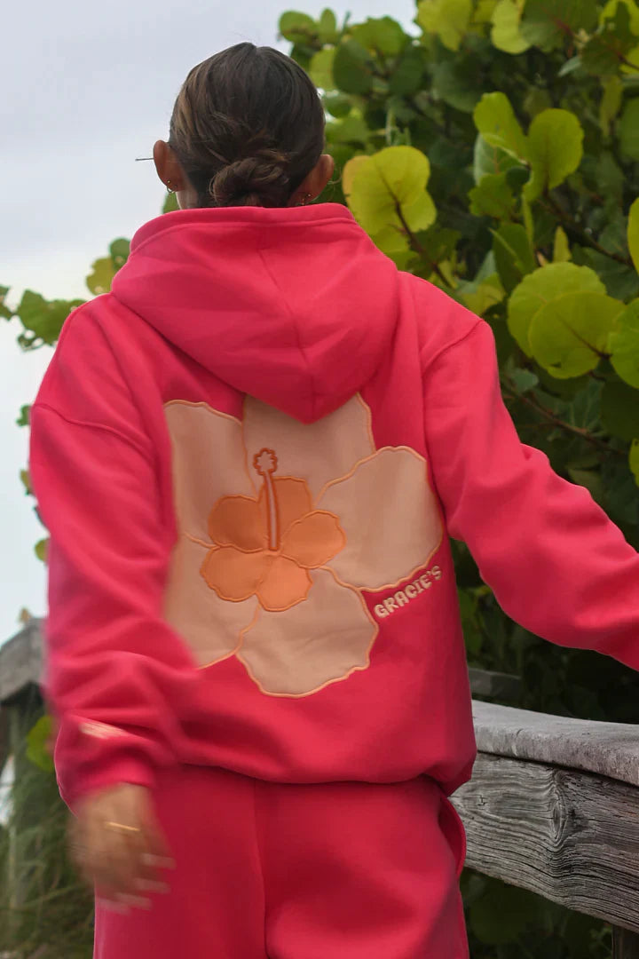 Coral Hibiscus Hoodie